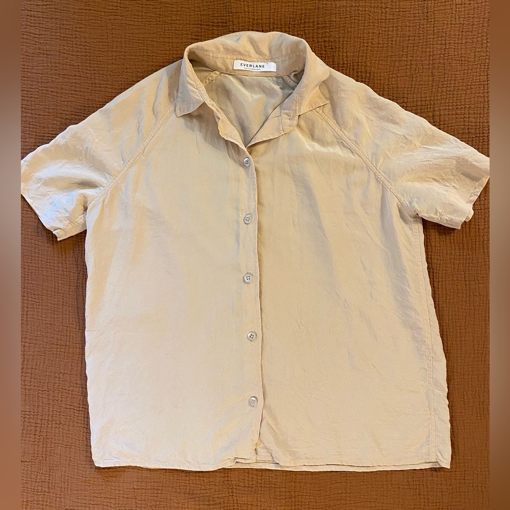 EVERLANE SILK SHORT SLEEVE BLOUSE